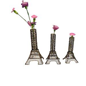 Three Graduated Wire Eiffel Tower Bud Vases